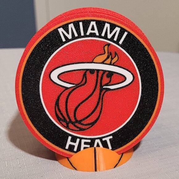 Miami Heat Coaster Set - 3D Printed - (Set of 4) - Picture 1 of 4